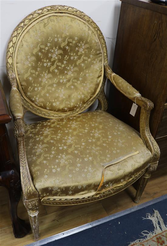 A 19th century giltwood fauteuil